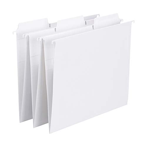 Book Cover Smead FasTab Hanging File Folder, 1/3-Cut Built-in Tab, Letter Size, White, 20 per Box (64002)