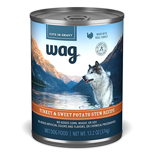 Book Cover Amazon Brand - Wag Stew Canned Dog Food, Turkey & Sweet Potato Recipe, 13.2 oz Can (Pack of 12)