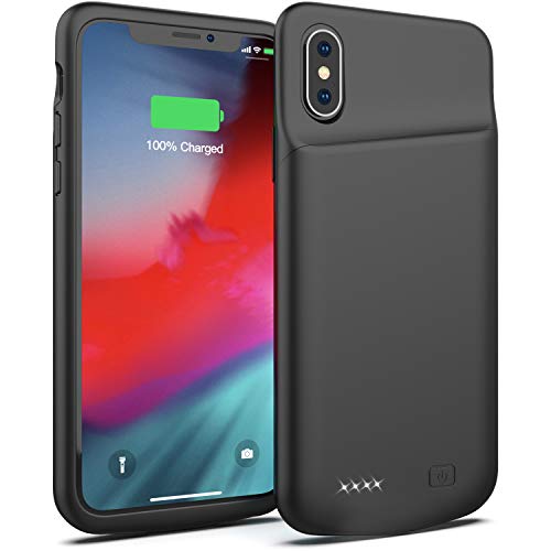 Book Cover Smiphee Battery Case for iPhone X/XS, 4000mAh Portable Protective Charging Case Extended Rechargeable Battery Pack Charger Case Compatible with iPhone X/XS / 10 (5.8 inch) (Black)