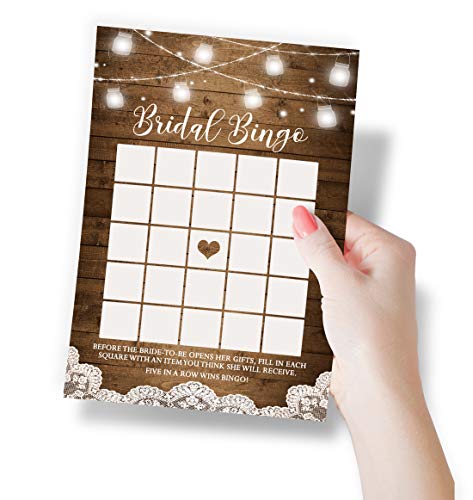 Book Cover Rustic Bingo Game, Set of 50 Cards, Bridal Shower Game and Activity, Unique, Fun and Easy to Play