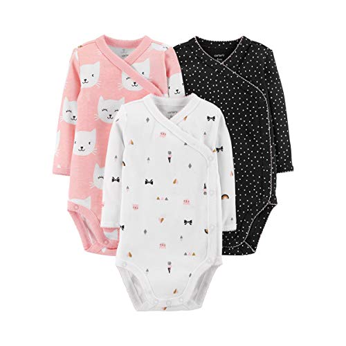 Book Cover Carter's Baby Girls 3-Pack Side-Snap Bodysuits (Pink Cat)