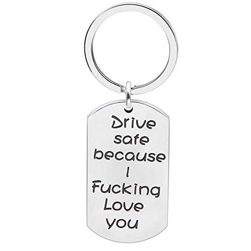 Book Cover Meiligo Driver Keychain Drive Safe Because I Fucking Love You Trucker Husband Gift New Driver Gift for Boyfriend