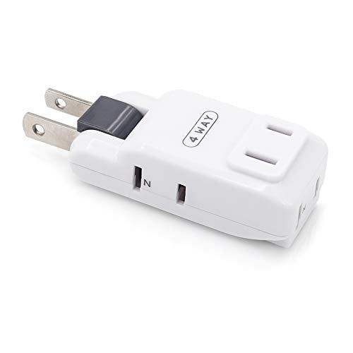 Book Cover 4 Outlet Wall Adapter, Sycon 2-Prong Swivel Ungrounded Indoor AC Mini Plug Wall Tap - White