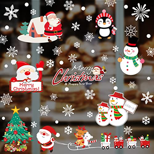 Book Cover 195 PCS Snowflakes Christmas Window Clings Decal Stickers, Xmas Window Stickers Decal 8 Sheets