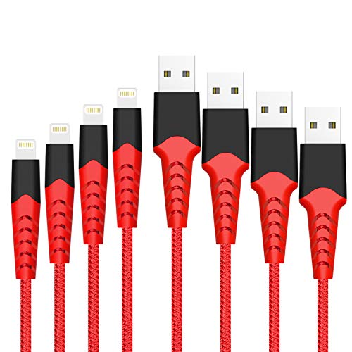 Book Cover Boreguse Lightning Cable, Apple Certified, 4Pack [3.3FT 6.6FT] Nylon Braided Durable Fast sync & Charging Cord for iPhone Xs,XS Max,XR,X,8 Plus,8,7 Plus,7,6 Plus,6,6S Plus,6s,5,iPad and More(red)