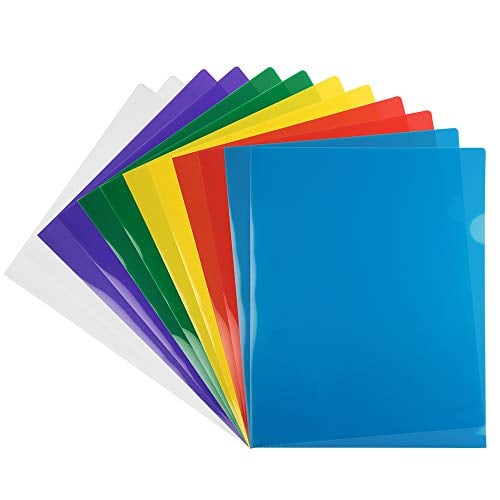 Book Cover JAM PAPER Plastic Sleeves - Letter Size - 9 x 11 1/2 - Assorted Color Project Pockets - 12 Page Protectors/Pack