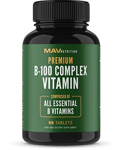 Book Cover MAV Nutrition Vitamin B Complex Capsules with Folate + Vitamin B12, Vegetarian Friendly, 50 Count