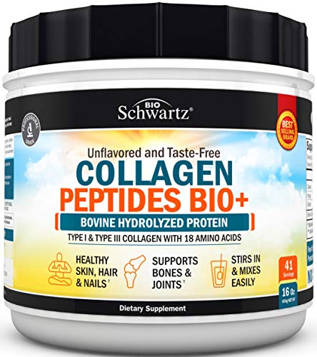 Book Cover Collagen Peptides Protein Powder - Grass Fed, Pasture Raised with Aminos - Promotes Healthy Skin Hair & Nails - Bone & Joint Support - Hydrolyzed, Unflavored, Non GMO, Gluten Free - Easy to Mix -16 oz