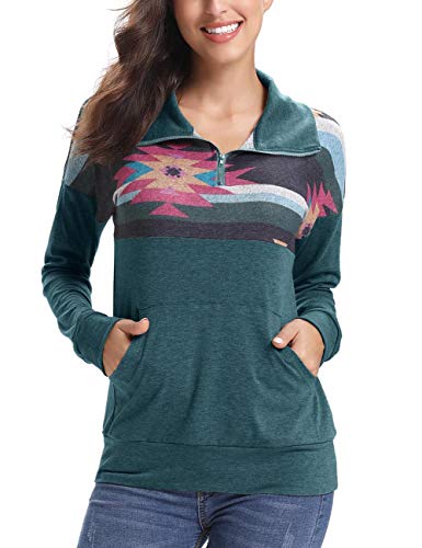 Book Cover Aokosor Women's Sweatshirts Long Sleeve Print Pullover Zipper Tops with Pockets