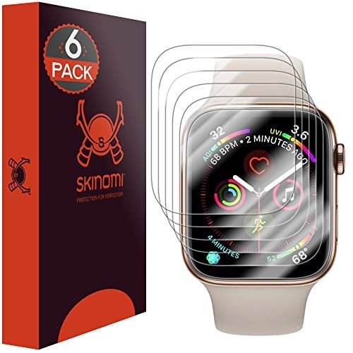 Book Cover Skinomi TechSkin [6-Pack] (Edge to Edge) Clear Screen Protector for Apple Watch Series 4 (40mm) [Full Coverage] Anti-Bubble HD TPU Film