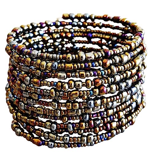 Book Cover African Bracelet for Women - Handmade Bead Bracelet - made of 10 wire loops - African Jewelry - Handmade in Kenya - Metallic Bronze, KB01