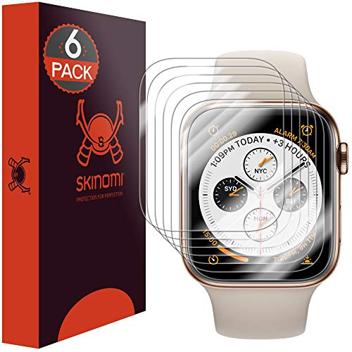 Book Cover Skinomi TechSkin [6-Pack] (Edge to Edge) Clear Screen Protector for Apple Watch Series 4 (44mm) [Full Coverage] Anti-Bubble HD TPU Film