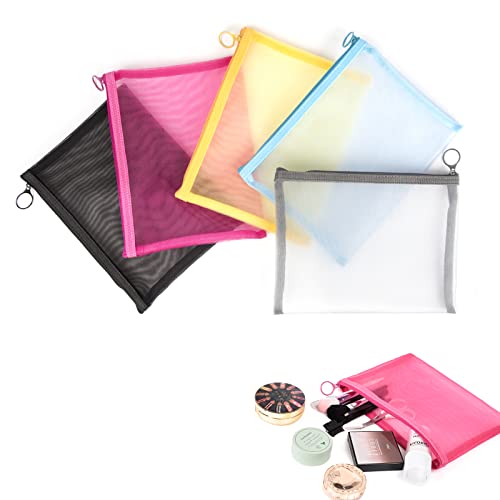 Book Cover patu Zipper Mesh Bags, Beauty Makeup Cosmetic Accessories Organizer, Travel Toiletry Kit Set Storage Pouch