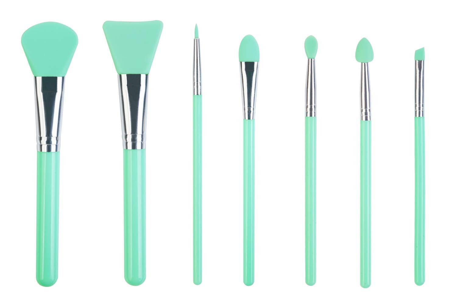 Book Cover Lormay 7Pcs Silicone Makeup Brush Set: Face Mask, Eyeliner, Eyebrow, Eye Shadow and Lip Brushes. Perfect Applicators for BB CC Cream, Facial Mask, and Liquid-like Beauty Products (Mint Green)