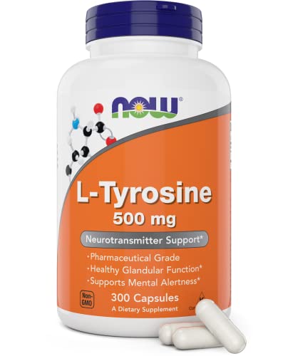 Book Cover Now Foods L-Tyrosine 500mg, 300 Capsules - Non GMO - Supports Mental Alertness - 500 mg Caps - Free Form Supplement
