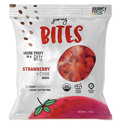 Book Cover Journey Foods Healthy Fruit Snack Packs | Organic, Vegan, Kosher, Gluten-Free | Pure & Natural Snack Foods for Adults & Kids Snacks (Strawberry Chia Seed, 10 Pouches)