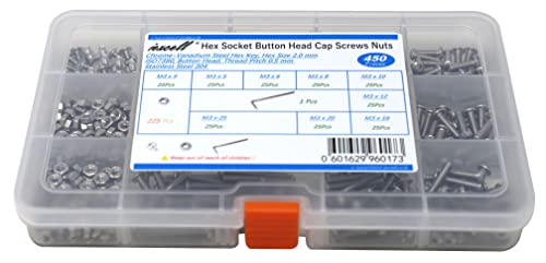 Book Cover iExcell 500 Pcs M3 x 6/8/10/12/14/16/18/20/25/30/35 mm Stainless Steel 304 Hex Socket Button Head Cap Screws Bolts Nuts Kit