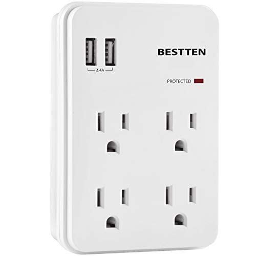 Book Cover [10 Pack] BESTTEN 20A GFCI Outlets, Weather-Resistant (WR) and Tamper-Resistant (TR), Slim Self-Test Outdoor GFI Receptacles with LED Indicator, Decor Wall Plates Included, UL Listed, White