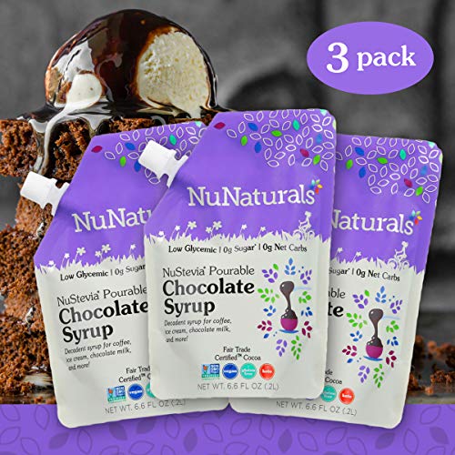 Book Cover NuNaturals Chocolate Flavored Sugar-Free Pourable Syrup, 0 Net Carbs (Chocolate Syrup 3 Pack, 6.6 oz)