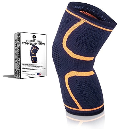 Book Cover Compression Knee Sleeve Support Brace for Athletics, Sport, Workout, Powerlifting, Squats, Running, Jogging, Walking, Hiking, Joint Pain and Arthritis Relief Recovery | Wear Anywhere | Single Wrap XL