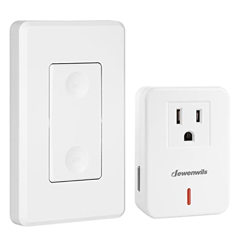 Book Cover DEWENWILS Remote Control Outlet Wireless Wall Mounted Light Switch, Electrical Plug in On Off Power Switch for Lamp, No Wiring,100 Feet RF Range, ETL Listed,Programmable