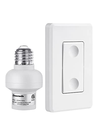 Book Cover DEWENWILS Remote Control Light Bulb Socket, Wireless Light Switch for Pull Chain Light Fixture, Remote Light Socket E26 E27 Bulb Base with Wall Mounted Wireless Controller, No Wiring, ETL Listed