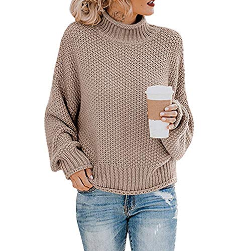 Book Cover EXLURA Women's Casual Long Sleeve Chunky Turtleneck Knit Pullover Sweater