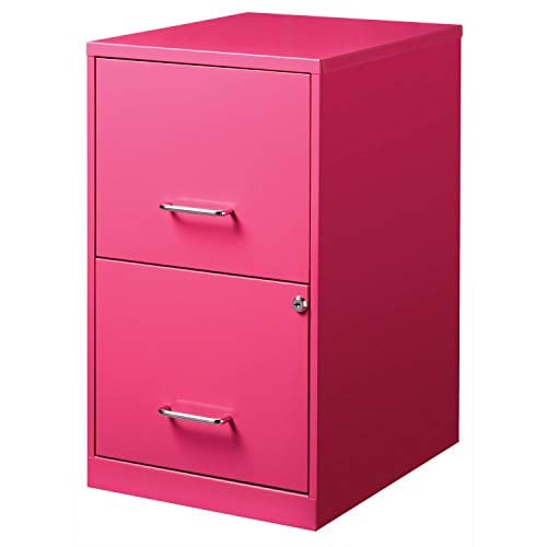 Book Cover Office Dimensions 18in. 2 Drawer Metal SOHO Vertical File Cabinet, 18 in, Pink