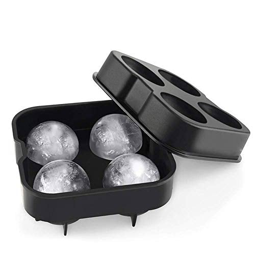 Book Cover HIPPIH Ice Cube Trays, Food-Grade Silicone Sphere Whiskey Round Ball Maker with Lids Ice Cube Molds for Cocktails & Bourbon - Reusable & BPA Free (Black)