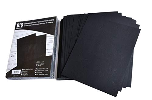 Book Cover BNC Leather Texture Paper Binding Presentation Covers 8.75 Inches by 11.25 Inches, Pack of 100, Black Color