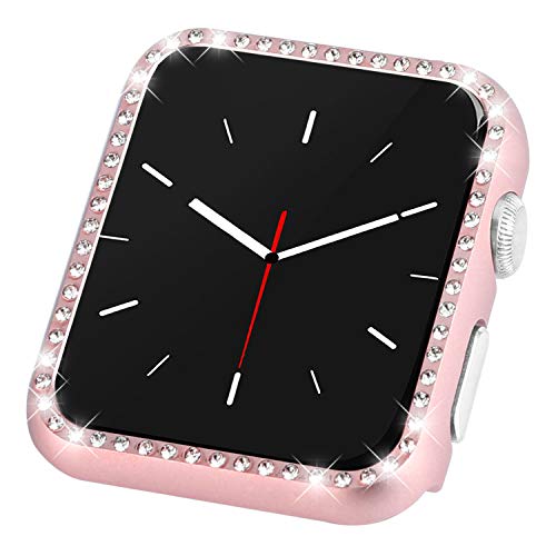 Book Cover Coobes Compatible with Apple Watch Case 40mm 44mm, Metal Bumper Protective Cover Women Bling Diamond Crystal Rhinestone Shiny Compatible iWatch Series 6/5/4 SE (Diamond-Rose Gold, 40mm)