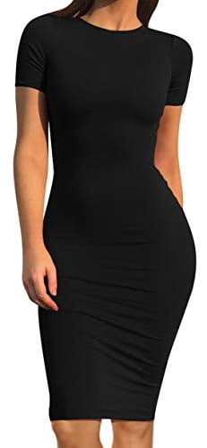 Book Cover GOBLES Women's Short Sleeve Casual Bodycon Midi Elegant Cocktail Party Dress
