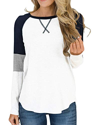 Book Cover Hilltichu Women's Color Block Round Neck Tunic Tops Casual Long Sleeve and Short Sleeve Shirt Blouse