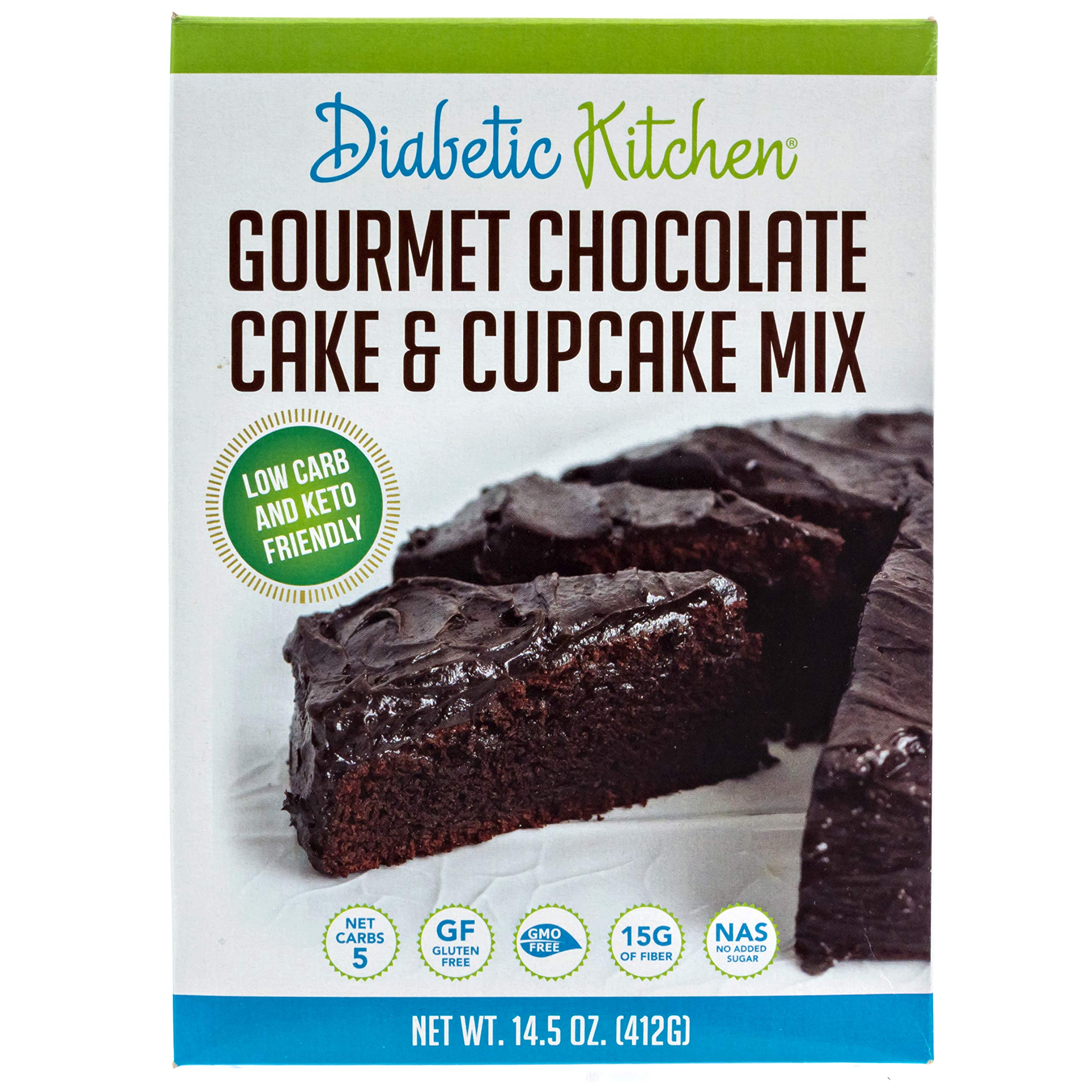 Book Cover Diabetic Kitchen Keto Chocolate Cake Mix - Keto Friendly Low Carb Cupcakes - No Sugar Added, Gluten-Free, 15g of Fiber, Non-GMO, No Artificial Sweeteners or Sugar Alcohols