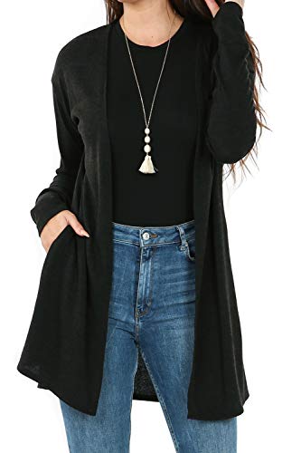 Book Cover iliad USA Womens Soft Open Front Long Sleeve Pockets Sweater Cardigan