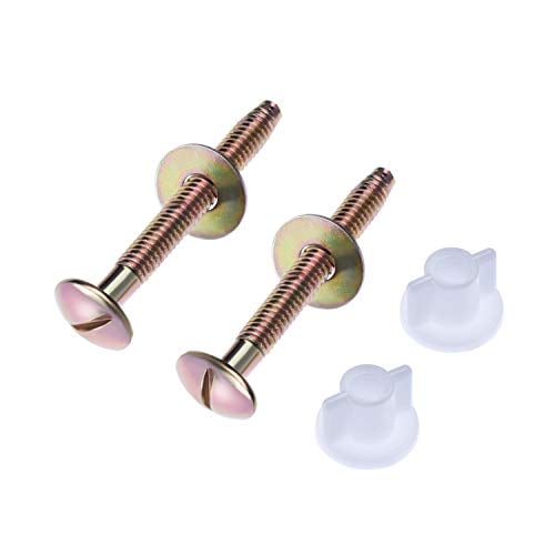 Book Cover Fanrel Solid Brass Toilet Bolts Screws Set Heavy Duty Bolts with Plastic Nuts and Washers, 3/10-Inch by 2-3/4-Inch(2 Pack)