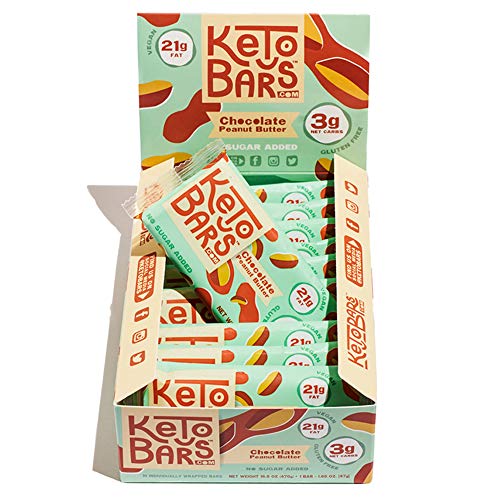 Book Cover Keto Bars! The Original High Fat, Low Carb, Ketogenic Bar. Gluten Free, Vegan, Homemade with simple ingredients. [Chocolate Peanut Butter, 10 Pack]