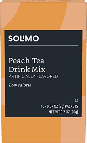 Book Cover Amazon Brand - Solimo Peach Tea Drink Mix Singles (10 packets)