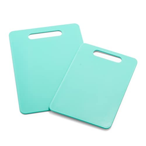 Book Cover GreenLife 2 Piece Cutting Board Kitchen Set, Dishwasher Safe, Extra Durable, Turquoise, 13.6 x 9.5 x 0.4 inches