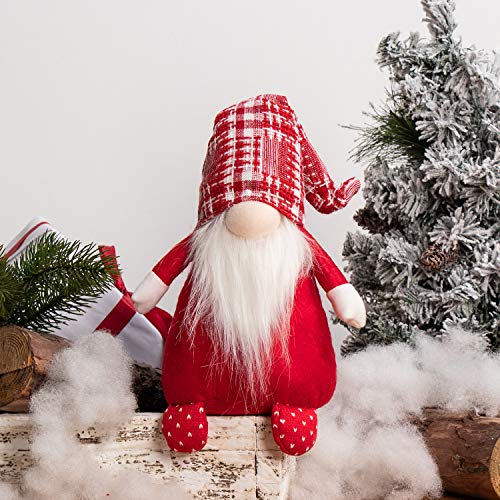 Book Cover GMOEGEFT Scandinavian Christmas Gnome Plush, Swedish Tomte, Nordic Santa Gnome, Holiday Home Decoration Birthday Gift, 17 Inches (Wine Red & White)