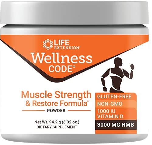 Book Cover Life Extension Wellness Code Muscle Strength & Restore Formula Sustains Muscle Health & Growth – Gluten-Free, Non-GMO – Net wt. 94.2 g (3.32 oz) 30 Servings
