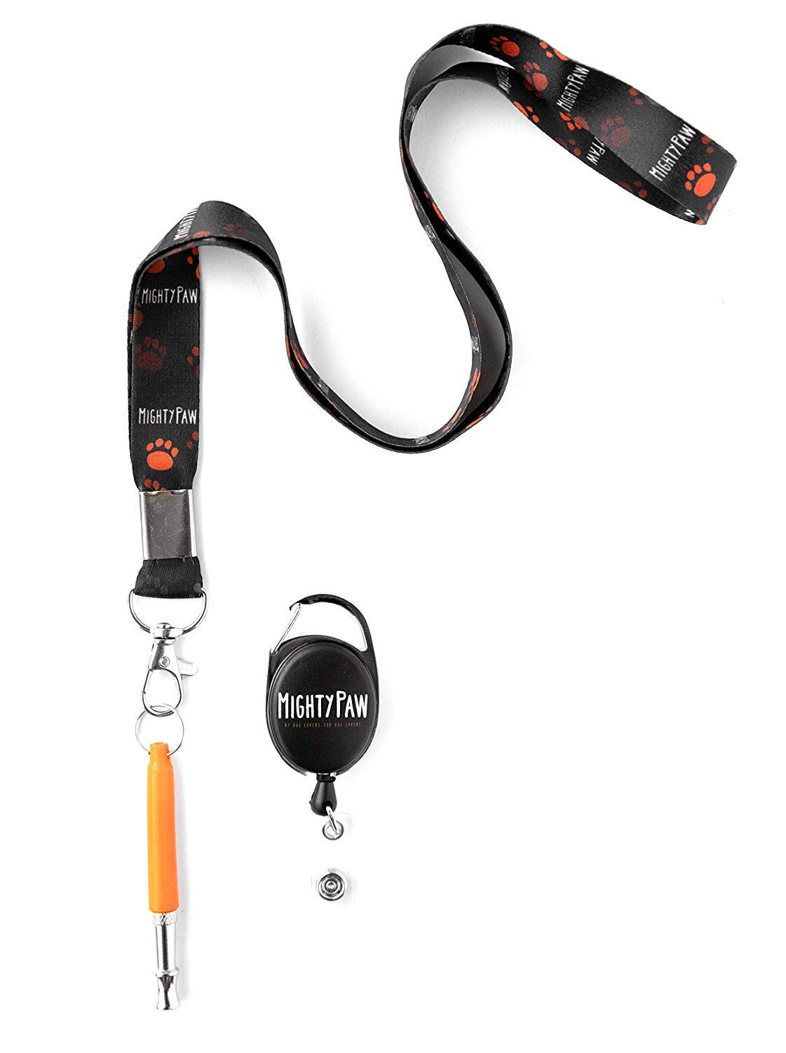Book Cover Mighty Paw Training Whistle, Silent Dog Whistle with Retractable Belt Attachment and Neck Lanyard, No Bark Dog Training Tool for Obedience and Recall. (Orange)
