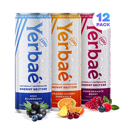 Book Cover Yerbae Energy Seltzer - Variety Performance Pack, 0 Sugar, 0 Calories, 0 Carbs, Energized by Yerba Mate, Naturally Caffeinated & Plant-Based, Healthy Alternative to Coffee and Sugary Sodas, 12oz cans (12 Pack)