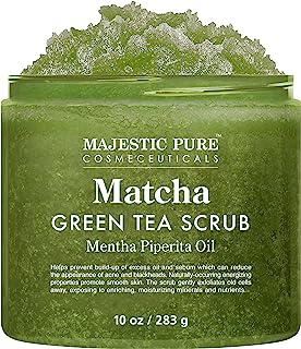 Book Cover Matcha Green Tea Body Scrub for All Natural Skin Care - Exfoliating Multi Purpose Body and Facial Scrub Moisturizes and Nourishes Face and Skin - 10 oz - Great Gift for Her