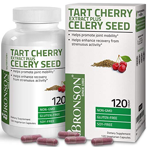 Book Cover Bronson Tart Cherry Extract + Celery Seed Capsules - Powerful Uric Acid Cleanse, Joint Mobility Support & Muscle Recovery Supplement - Non GMO Formula, 120 Vegetarian Capsules