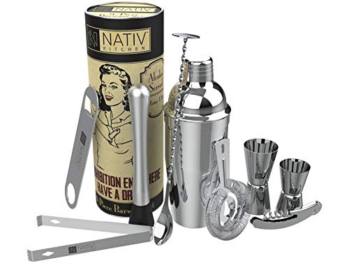 Book Cover MPKBartender Kit with Cocktail Shaker - Stainless Steel Cocktail Shaker Set and Mixology Kit - Perfect Home Bar Accessories (9-Piece)
