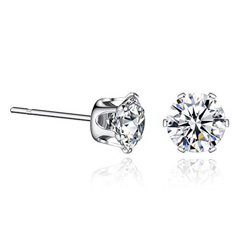 Book Cover 18K White Gold plated Round CZ Stud Earrings Sensitive Ears 3mm