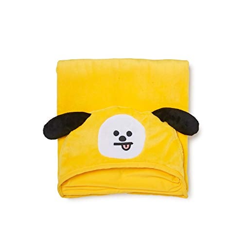 Book Cover BT21 Official Merchandise by Line Friends - CHIMMY Character Hooded Throw Blanket for Indoor/Outdoor, Yellow
