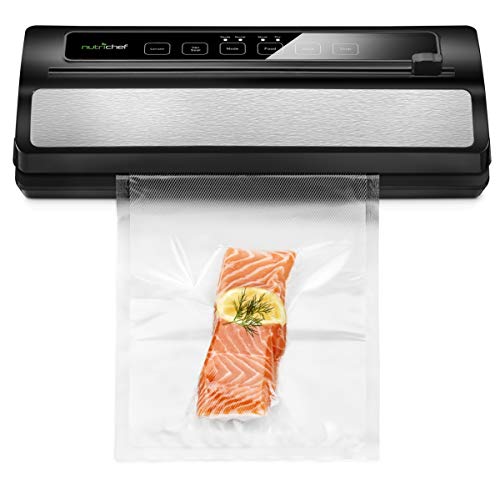 Book Cover NutriChef Upgraded Vacuum Sealer | Automatic Vacuum Air Sealing System for Food Preservation W/Starter Kit | Compact Design | Lab Tested | Dry & Moist Food Mode, Built-in Bag Cutter, 2018 Model