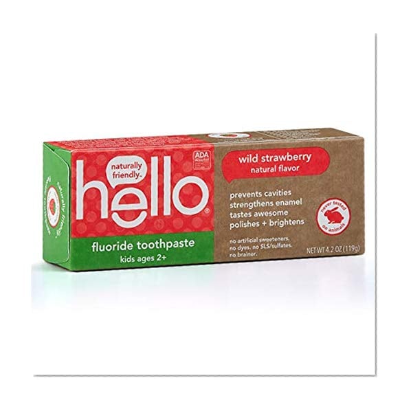 Book Cover Hello Oral Care ADA Approved Fluoride Kids Toothpaste, Vegan & SLS Free, Natural Wild Strawberry Flavor, 4 Ounce